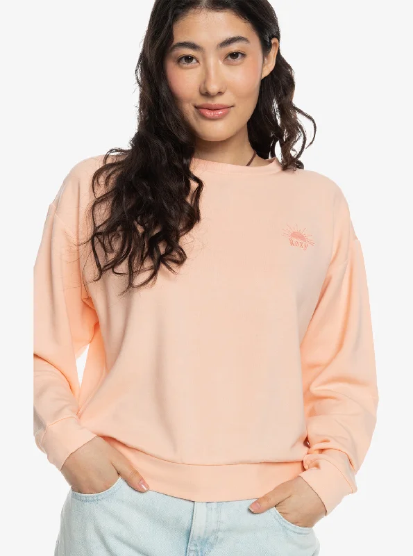 Charming Women's Garments Summer Fashion Surfing By Moonlight Crew Neck Sweatshirt - Peach Parfait