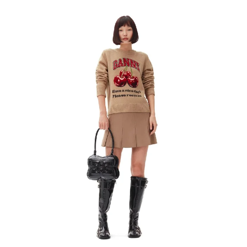 Timeless Women's Outfit Limited - Stock Cherry Graphic O-Neck Pullover (Safari)