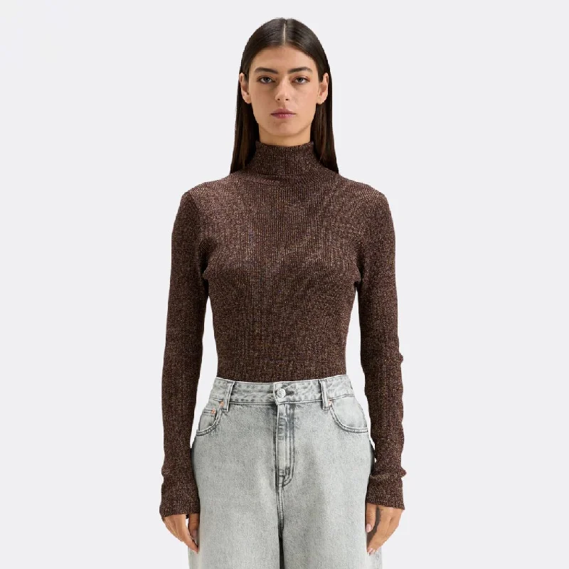 Women's Contemporary Clothing Flowy Fabric Anoit Sweater (Chestnut)