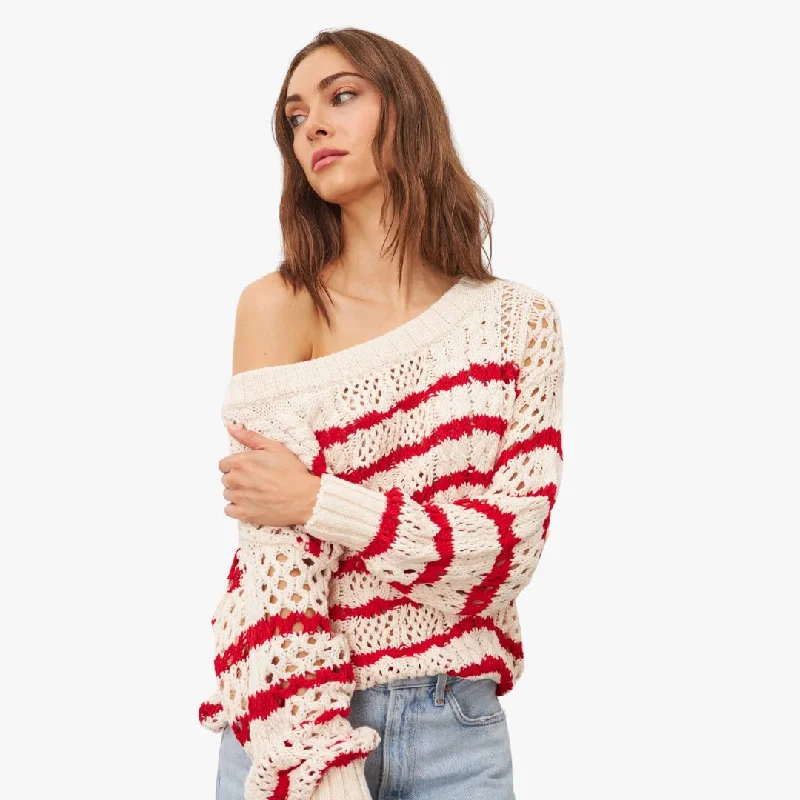 Women's Travel Attire Update With Cottagecore Styles Cleo Sweater (Riveira Rouge)