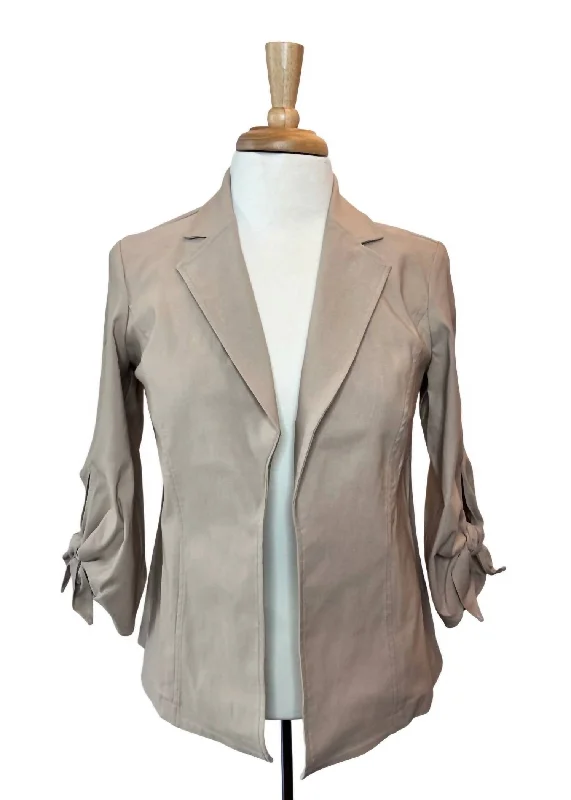 Women's Athletic Apparel Hot Picks Women's Bow Sleeve B-Stretch Jacket In Beige