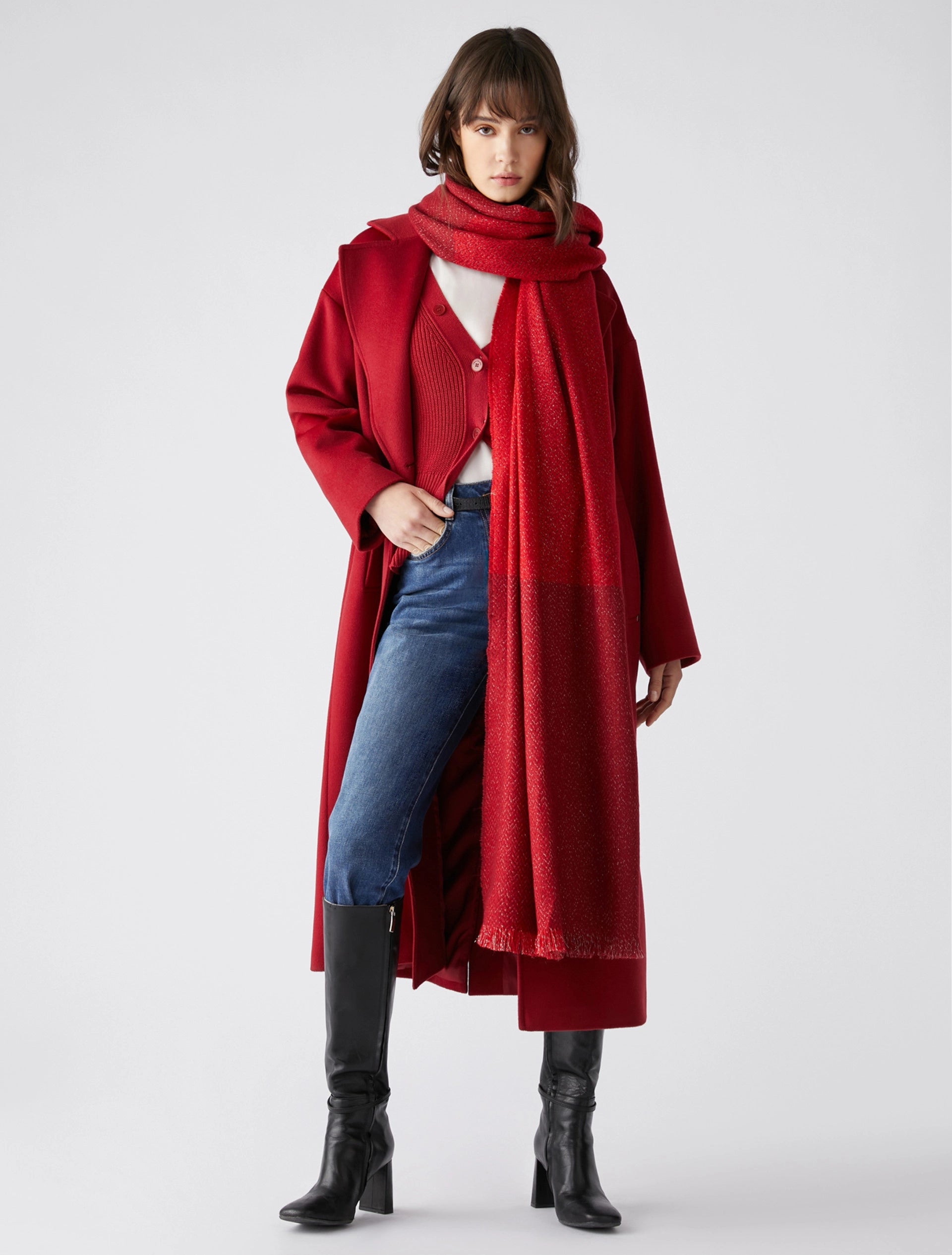 Women's Transitional Attire Limited - Edition Drops PENNYBLACK Wool Broadcloth Midi Red Eolo Coat