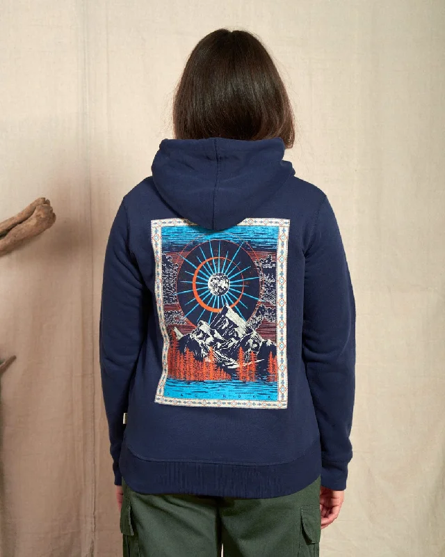 Women's High-Fashion Outfit Elegant Style Aztec Mountain - Womens Zip Hoodie - Blue