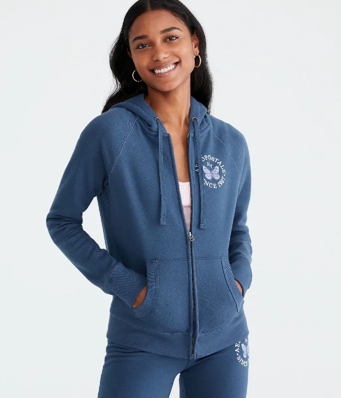 Women's Plus-Size Clothes Flash Sale Aeropostale Butterfly Full-Zip Hoodie