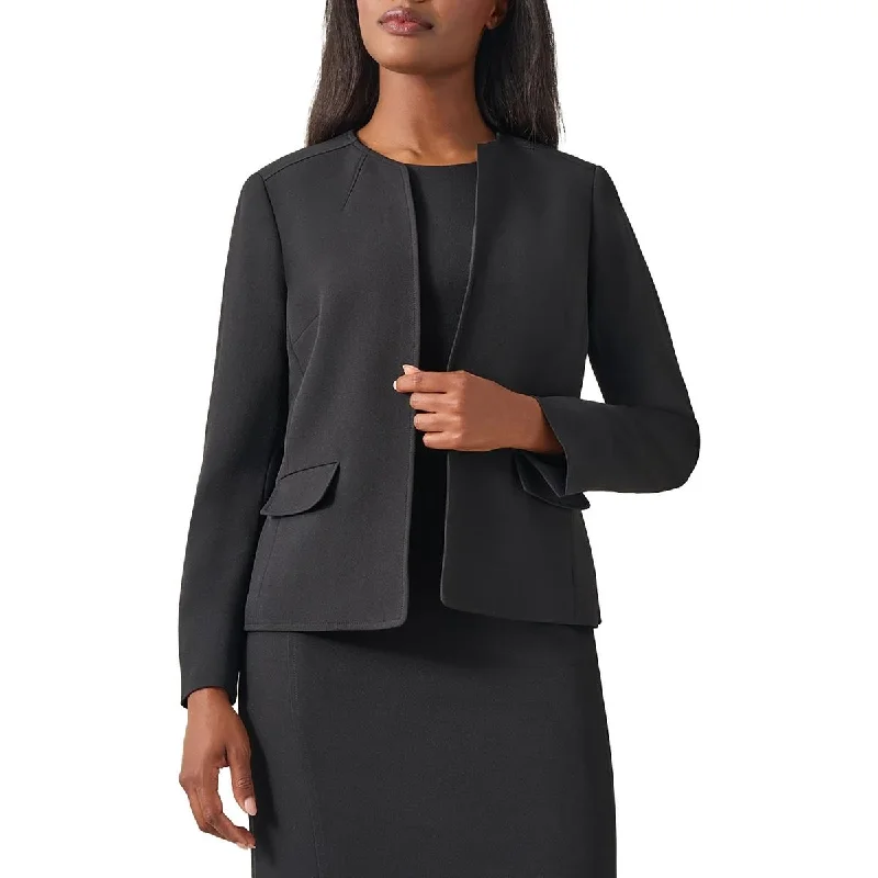 Affordable Women's Attire Stylish Looks Petites Womens Solid Crepe Open-Front Blazer