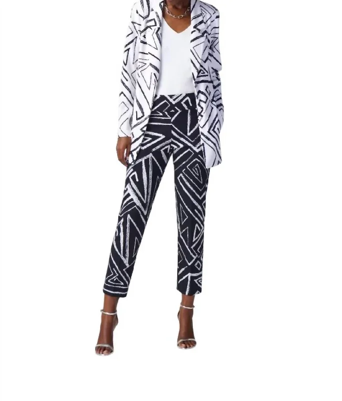 Women's Travel Garments Discount Extravaganza Abstract Print Blazer In Vanilla & Midnight Blue