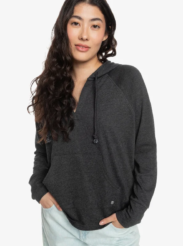 Vintage-Inspired Garments Casual Chic Destination Surf Long-Sleeve Hooded Top - Anthracite